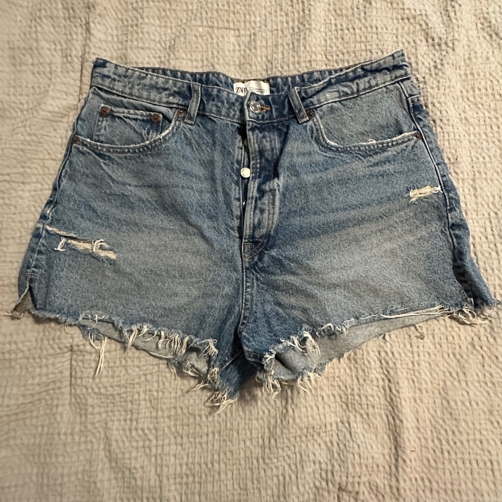 Zara denim button fly shorts